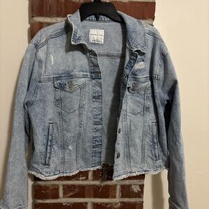 Forever 21 Light Blue Distressed Jean Jacket